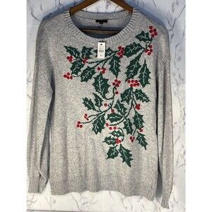 NWT Talbots Women’s Cotton Wool Blend Holly Holiday Sweater Size Petite Medium